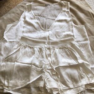 Satin White Pajamas, Size Large